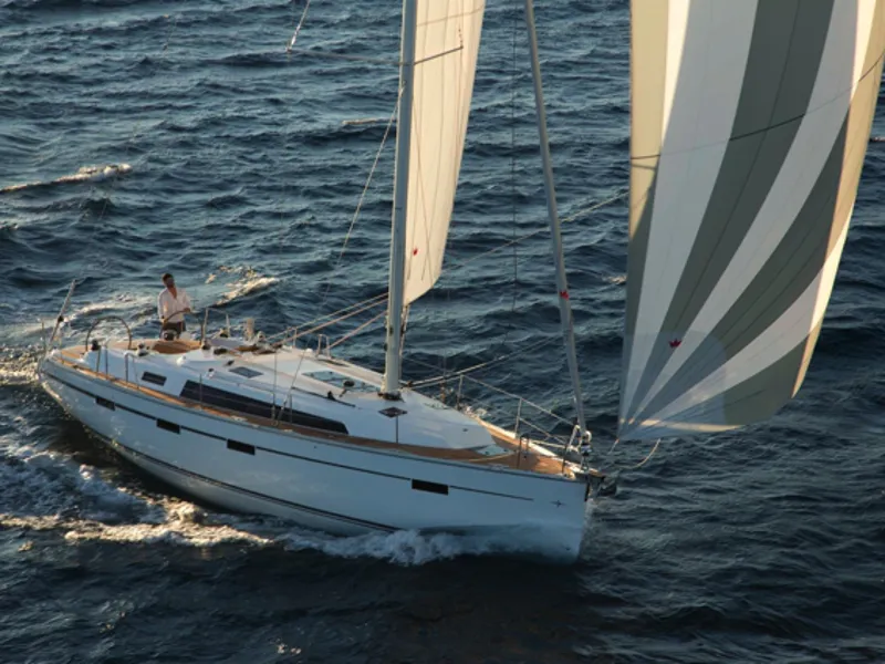 Exterior view of Hera, a Bavaria Cruiser 41 sailboat at Ponta Delgada, Portugal