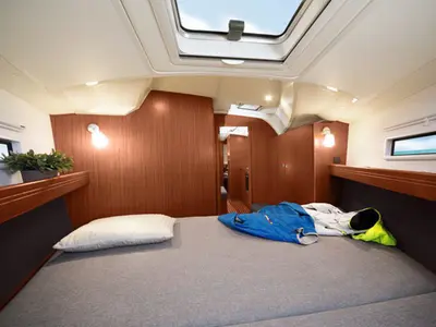 Cabin on Hera, a Bavaria Cruiser 41 sailboat at Ponta Delgada, Portugal