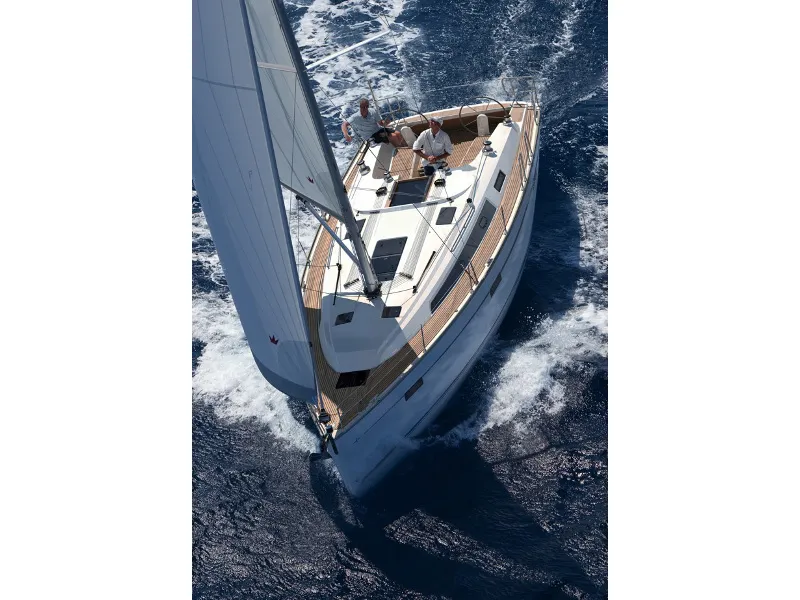 Exterior view of Hera, a Bavaria Cruiser 41 sailboat at Ponta Delgada, Portugal