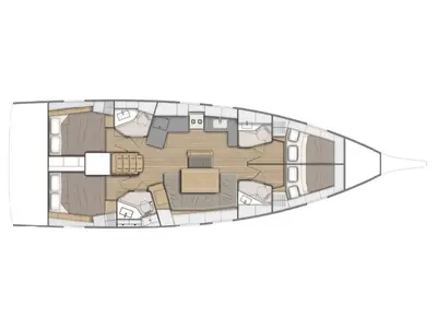 Floor plan of Logos, a Beneteau Oceanis 46.1 sailboat at Capo d'Orlando, Italy