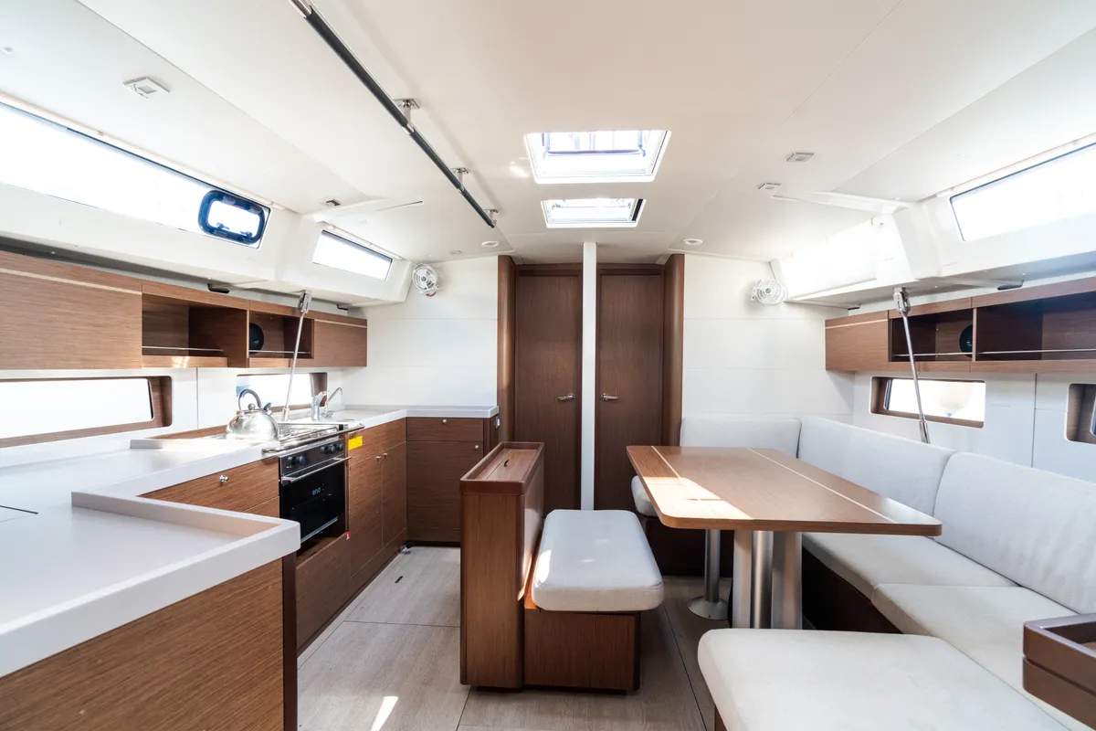 Salon of Logos, a Beneteau Oceanis 46.1 sailboat at Capo d'Orlando, Italy