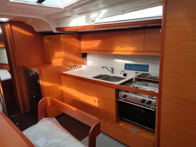 Galley of Ilio, a Dufour 430 sailboat at Cagliari, Italy