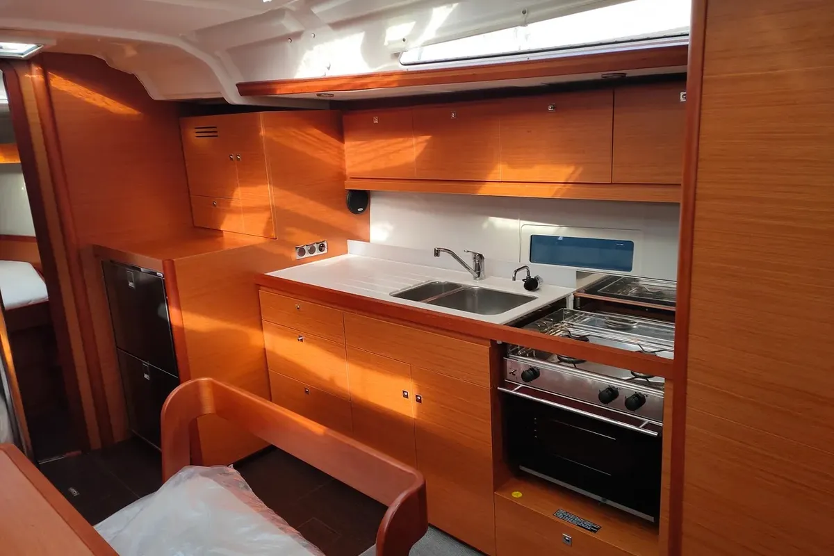 Galley of Ilio, a Dufour 430 sailboat at Cagliari, Italy