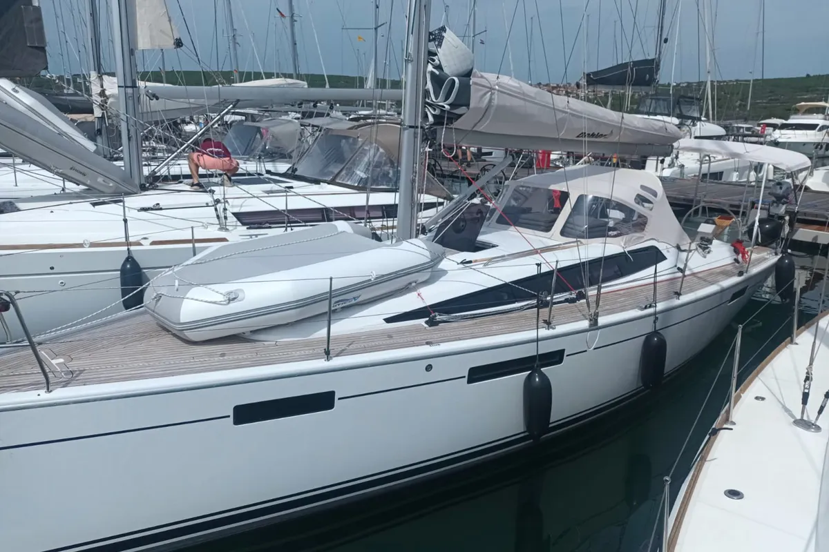 Deck of Rocket, a Beneteau Oceanis 46.1 sailboat at Punat, Croatia