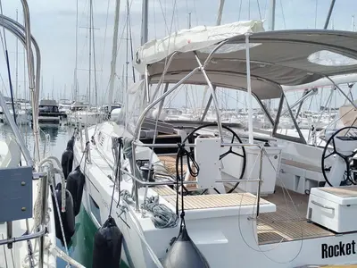 Deck of Rocket, a Beneteau Oceanis 46.1 sailboat at Punat, Croatia