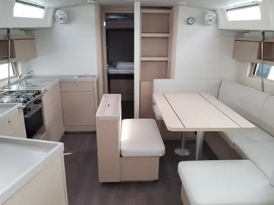 Salon of Rocket, a Beneteau Oceanis 46.1 sailboat at Punat, Croatia