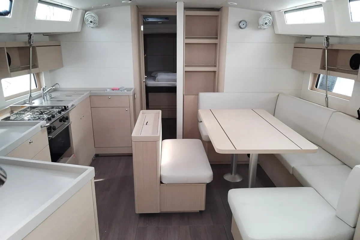 Salon of Rocket, a Beneteau Oceanis 46.1 sailboat at Punat, Croatia