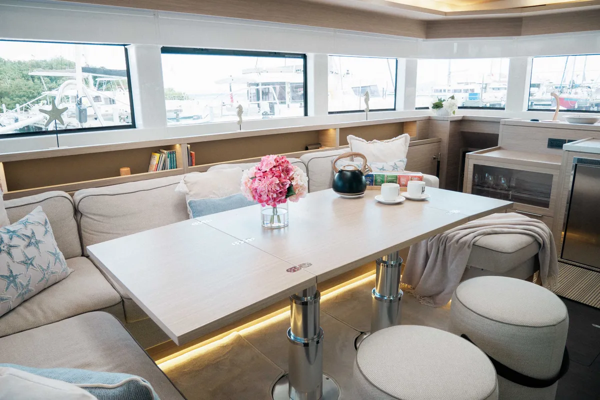 Salon of Luna Nova, a Lagoon 55 catamaran at Parham Town, British Virgin Islands