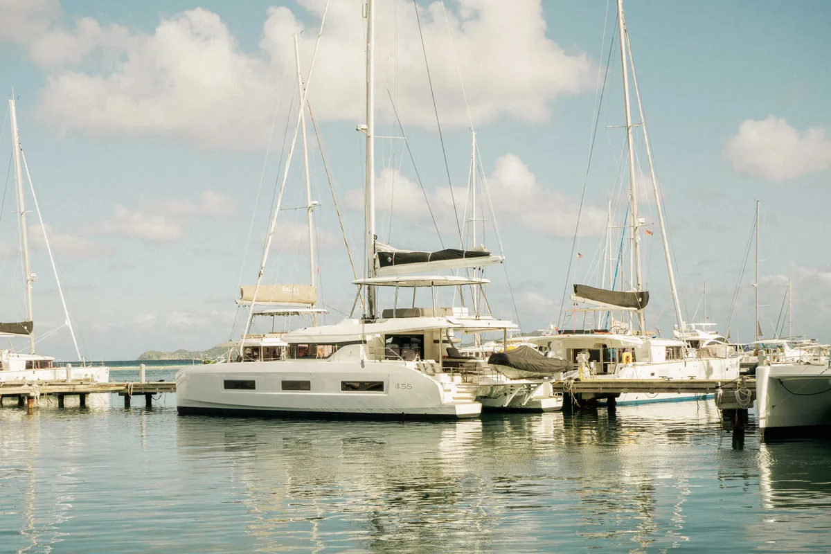 Exterior view of Luna Nova, a Lagoon 55 catamaran at Parham Town, British Virgin Islands