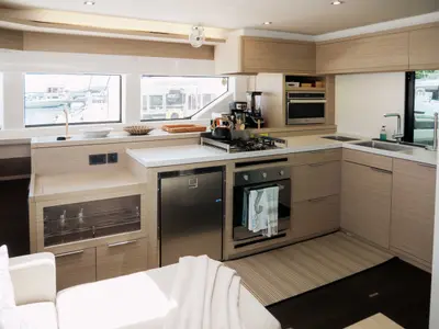Galley of Luna Nova, a Lagoon 55 catamaran at Parham Town, British Virgin Islands
