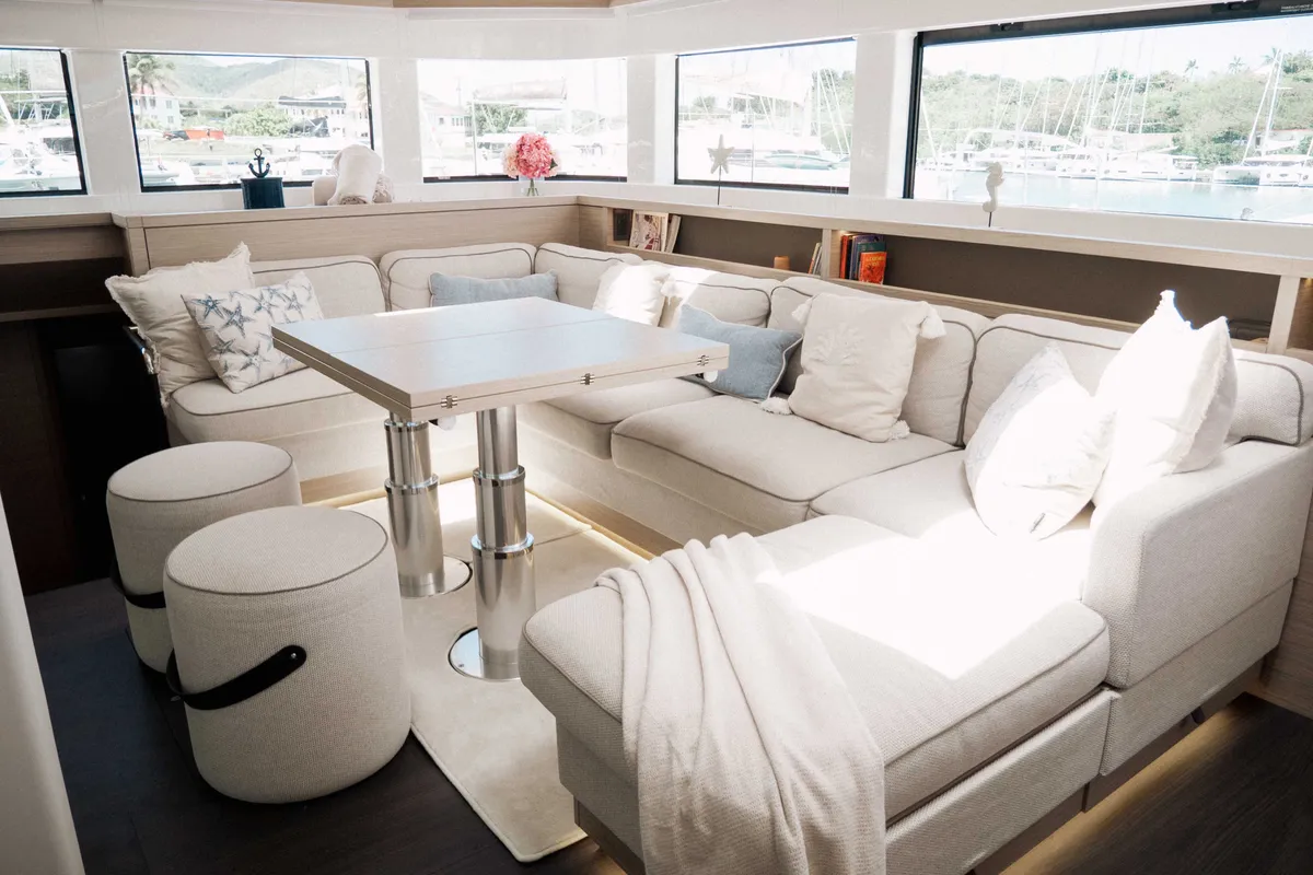 Salon of Luna Nova, a Lagoon 55 catamaran at Parham Town, British Virgin Islands