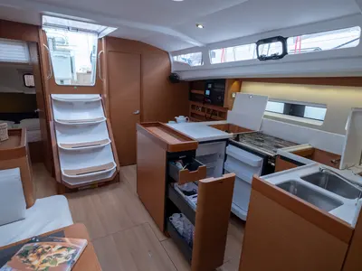 Galley of Ioleta, a Jeanneau Sun Odyssey 440 sailboat at Municipal Unit of Lefkada, Greece