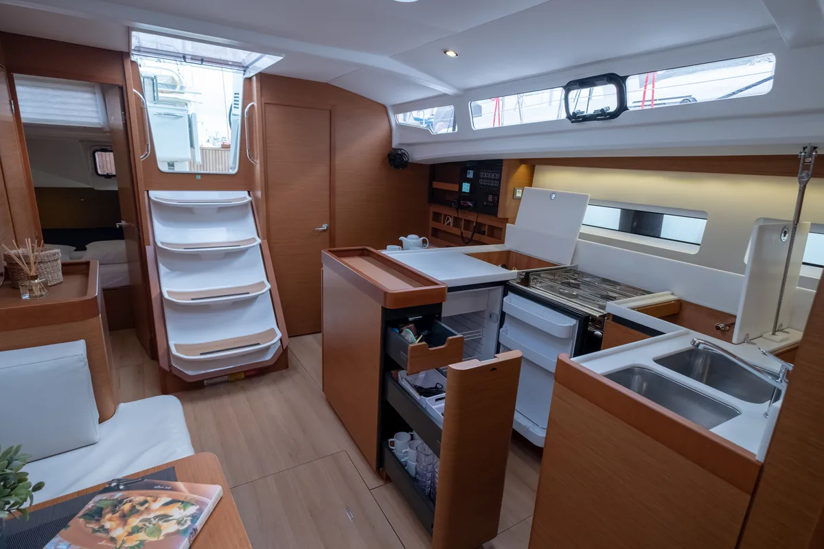 Galley of Ioleta, a Jeanneau Sun Odyssey 440 sailboat at Municipal Unit of Lefkada, Greece