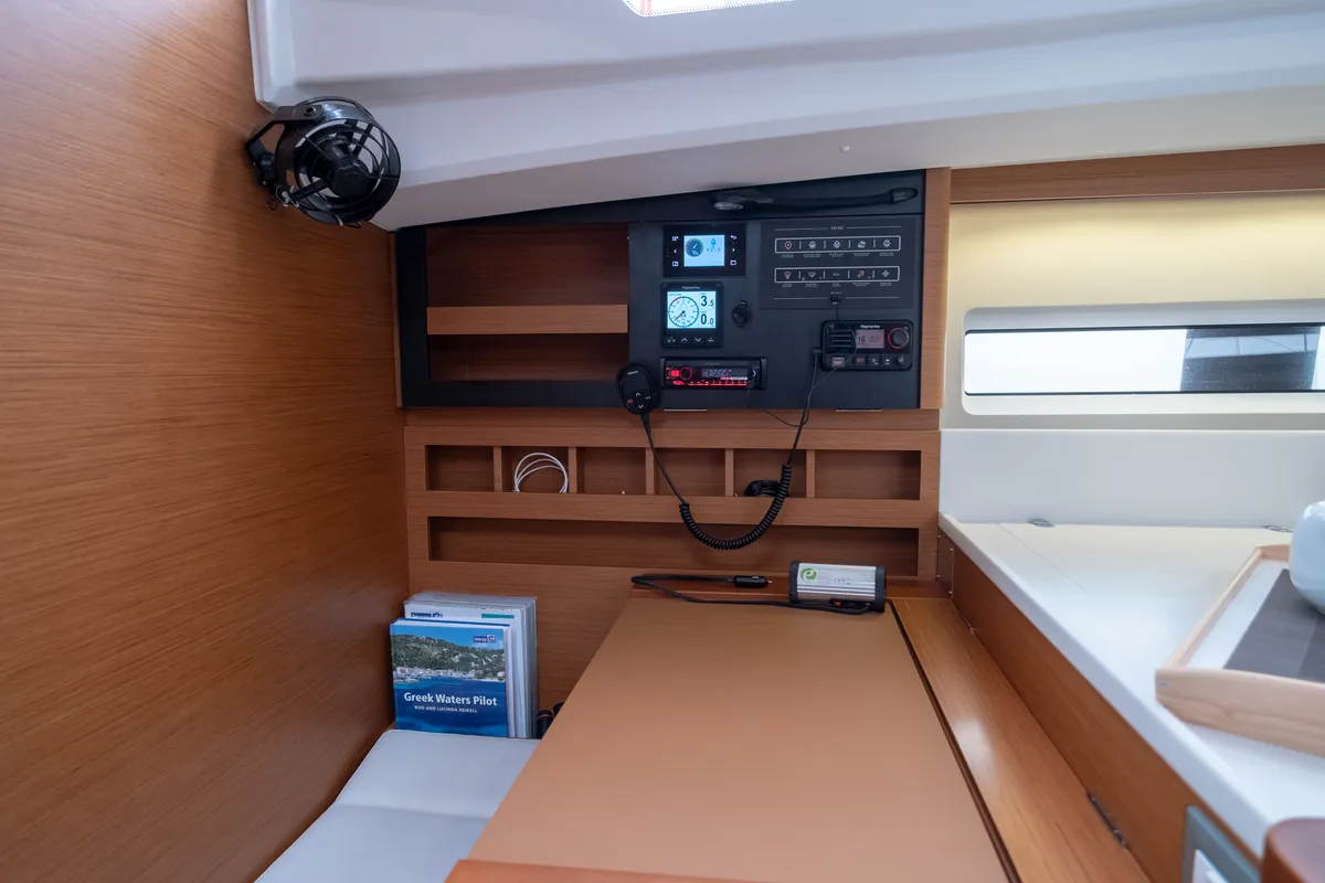 Salon of Ioleta, a Jeanneau Sun Odyssey 440 sailboat at Municipal Unit of Lefkada, Greece
