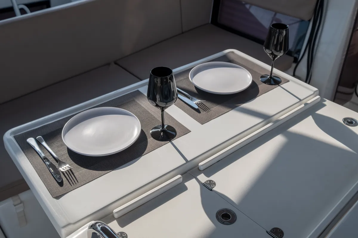 Deck of Ioleta, a Jeanneau Sun Odyssey 440 sailboat at Municipal Unit of Lefkada, Greece