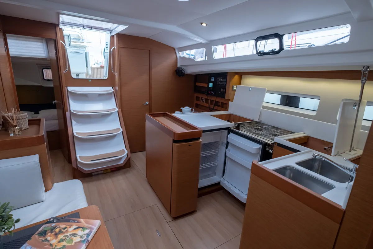 Galley of Ioleta, a Jeanneau Sun Odyssey 440 sailboat at Municipal Unit of Lefkada, Greece