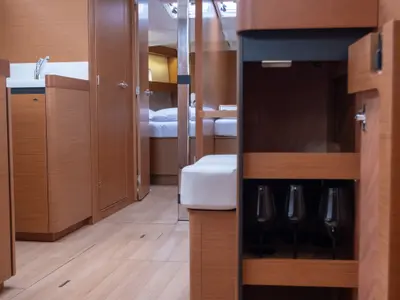Salon of Ioleta, a Jeanneau Sun Odyssey 440 sailboat at Municipal Unit of Lefkada, Greece