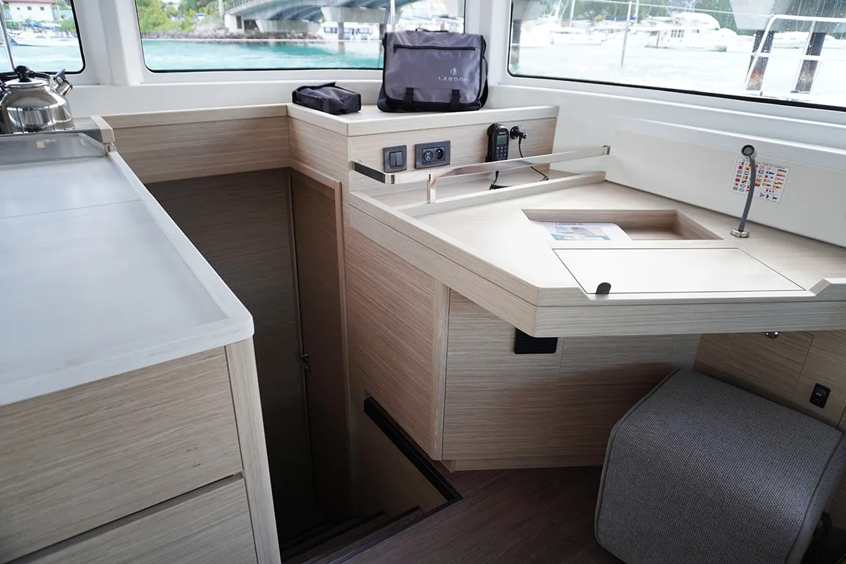 Trinity, a Lagoon 46 catamaran at Roche Caiman, Seychelles
