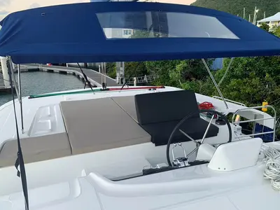 Trinity, a Lagoon 46 catamaran at Roche Caiman, Seychelles