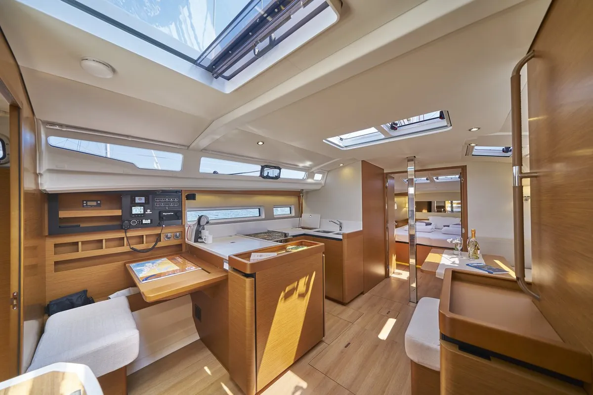 Salon of Lucia II, a Jeanneau Sun Odyssey 440 sailboat at Seget Donji, Croatia