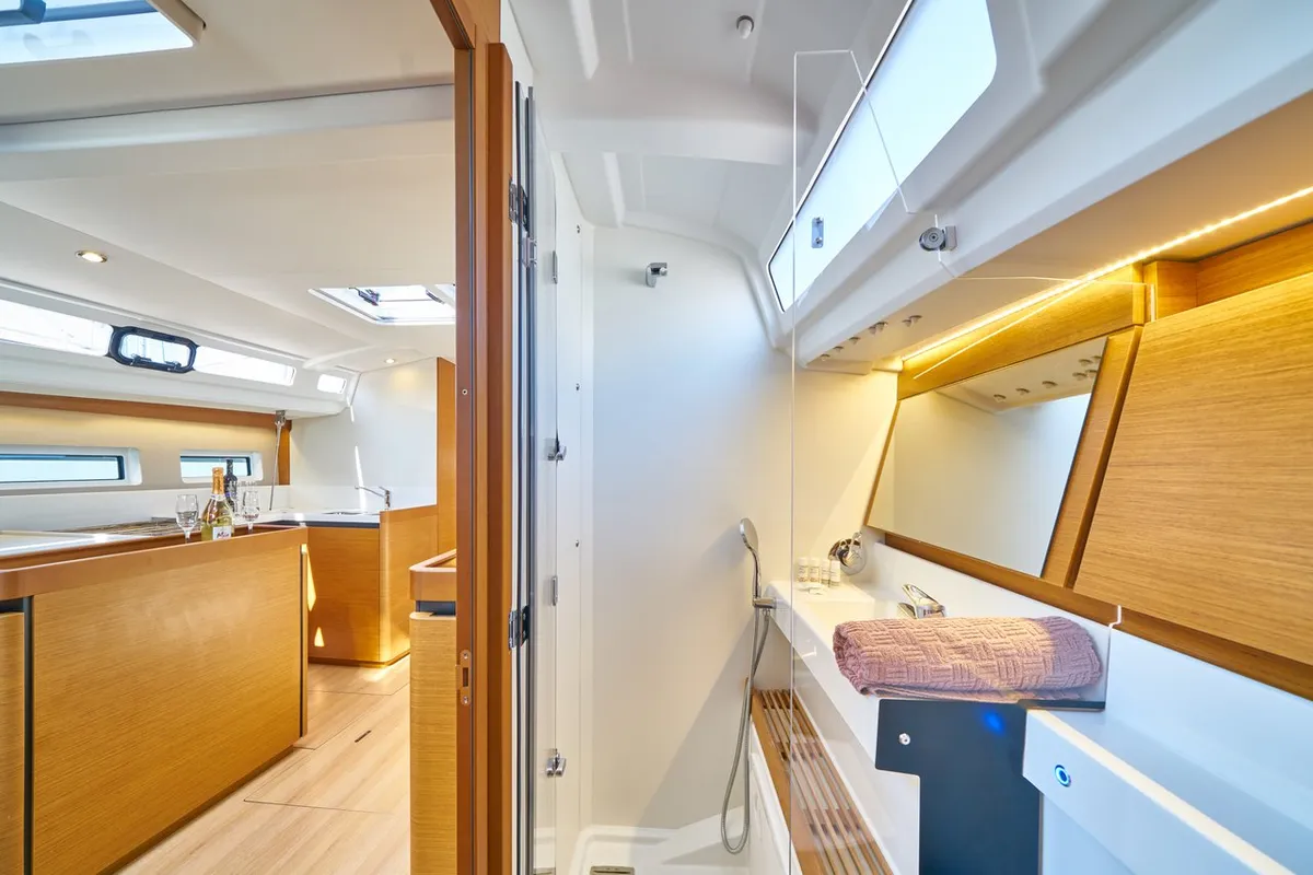 Head on Lucia II, a Jeanneau Sun Odyssey 440 sailboat at Seget Donji, Croatia