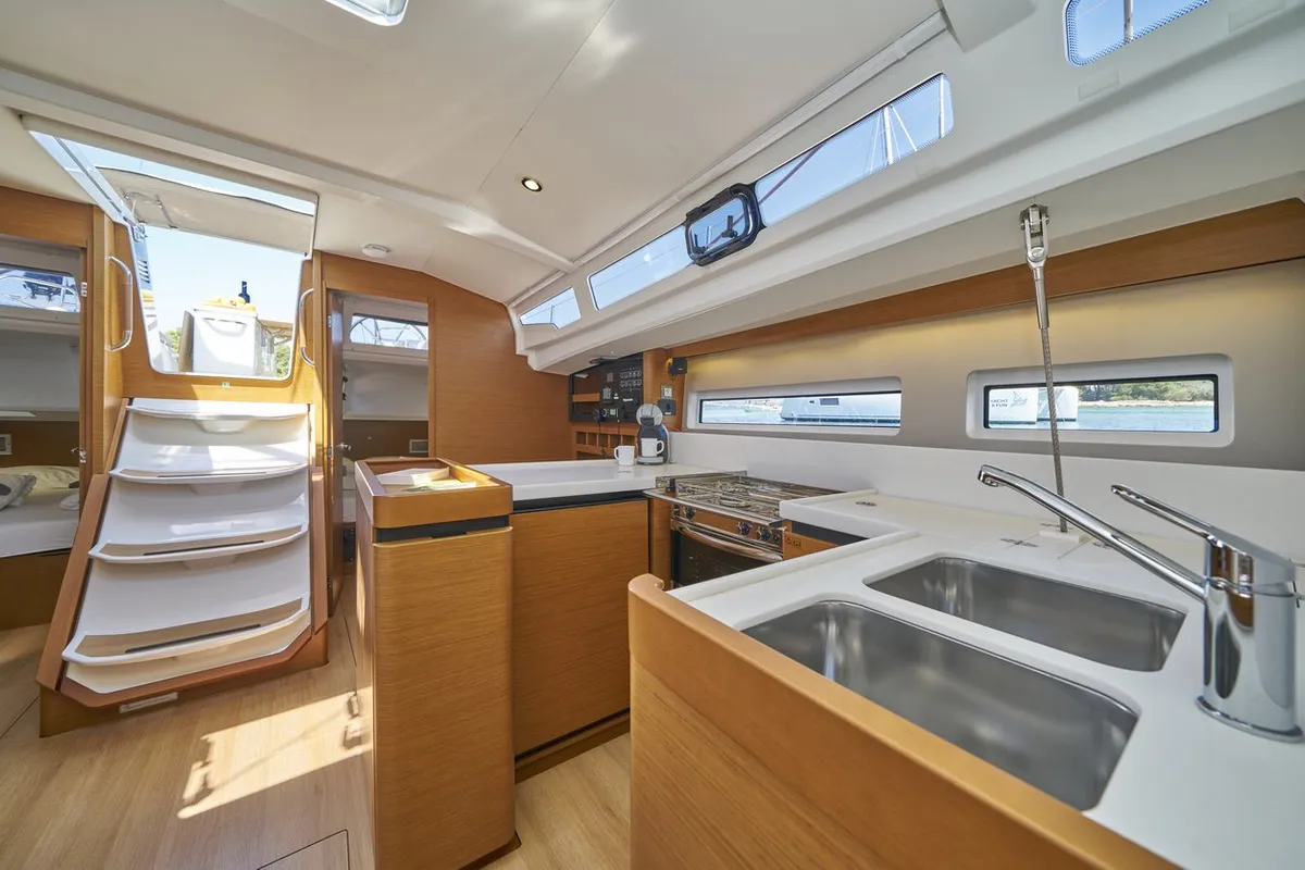 Galley of Lucia II, a Jeanneau Sun Odyssey 440 sailboat at Seget Donji, Croatia