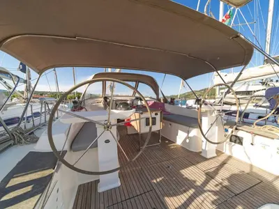 Cockpit of COSTA COSTA, a Bavaria Cruiser 45 sailboat at Volos, Greece