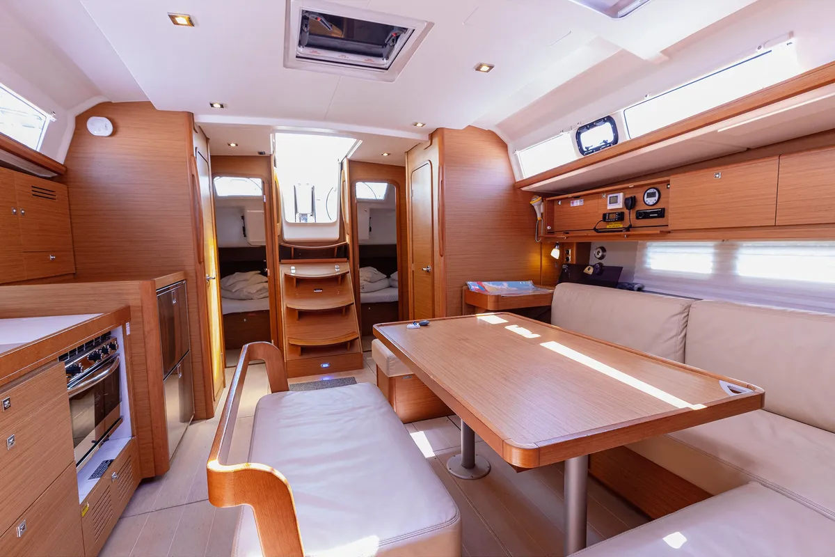 Salon of Sea Hawk, a Dufour 460 Grand Large sailboat at Kaštela, Croatia