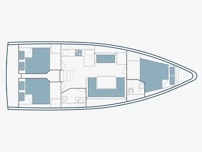 Floor plan of Jenny K, a Bavaria C42 sailboat at Municipal Unit of Lefkada, Greece