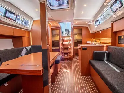 Salon of Jenny K, a Bavaria C42 sailboat at Municipal Unit of Lefkada, Greece