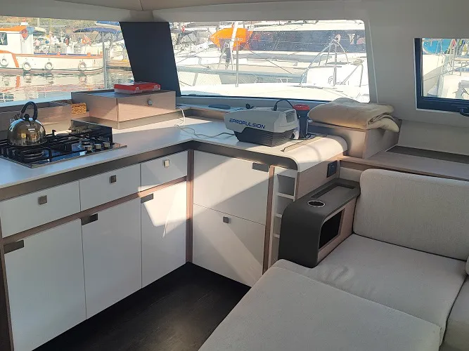 Galley of Lalom, a Fountaine Pajot Elba 45 catamaran at Fethiye, Turkey