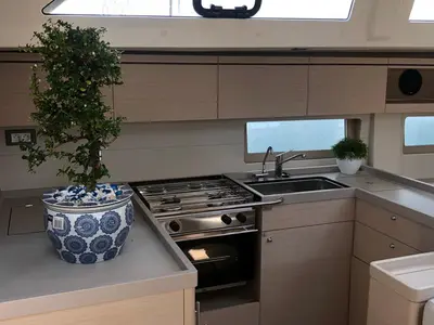 Galley of DEMILIA STAR, a Beneteau Oceanis 51.1 sailboat at Athens, Greece
