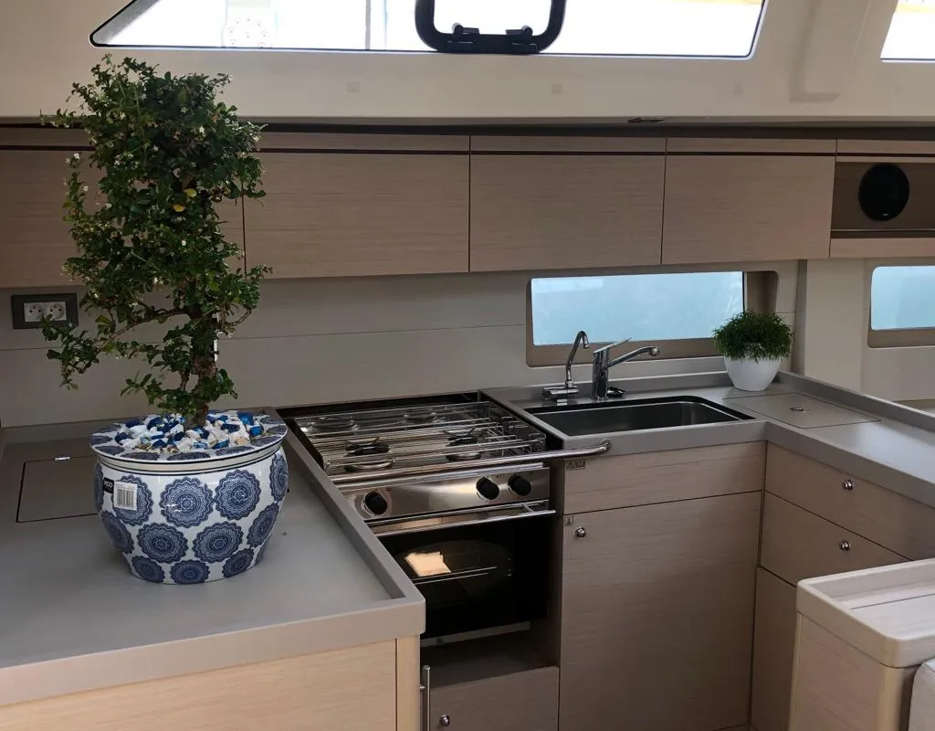 Galley of DEMILIA STAR, a Beneteau Oceanis 51.1 sailboat at Athens, Greece