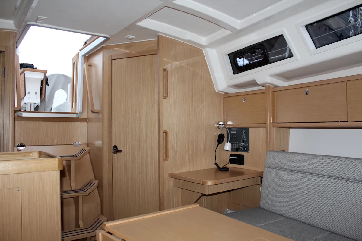 Salon of Why Not 15, a Bavaria 34 Cruiser sailboat at Municipal Unit of Lefkada, Greece