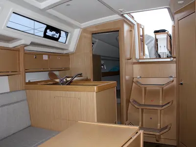 Galley of Why Not 15, a Bavaria 34 Cruiser sailboat at Municipal Unit of Lefkada, Greece