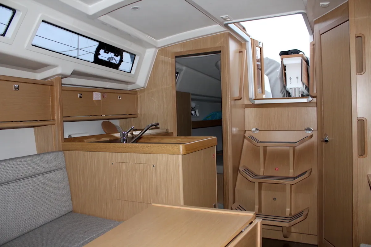 Galley of Why Not 15, a Bavaria 34 Cruiser sailboat at Municipal Unit of Lefkada, Greece