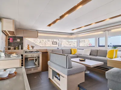 Galley of ELOYA RAY, a Lagoon 51 catamaran at Kranidi, Greece