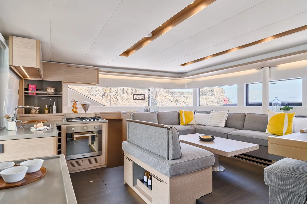 Galley of ELOYA RAY, a Lagoon 51 catamaran at Kranidi, Greece