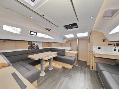Salon of Abena, a Elan Impression 50 sailboat at Grad Biograd na Moru, Croatia