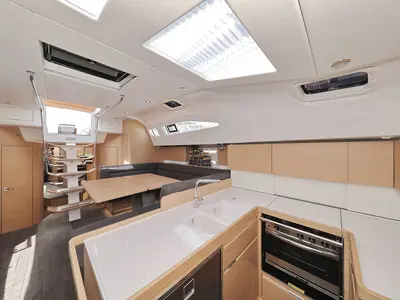 Galley of Abena, a Elan Impression 50 sailboat at Grad Biograd na Moru, Croatia