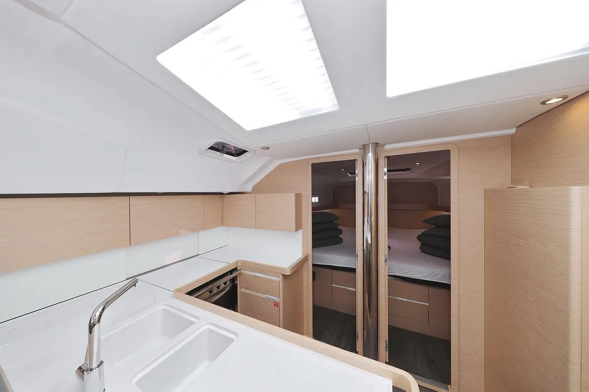 Galley of Abena, a Elan Impression 50 sailboat at Grad Biograd na Moru, Croatia