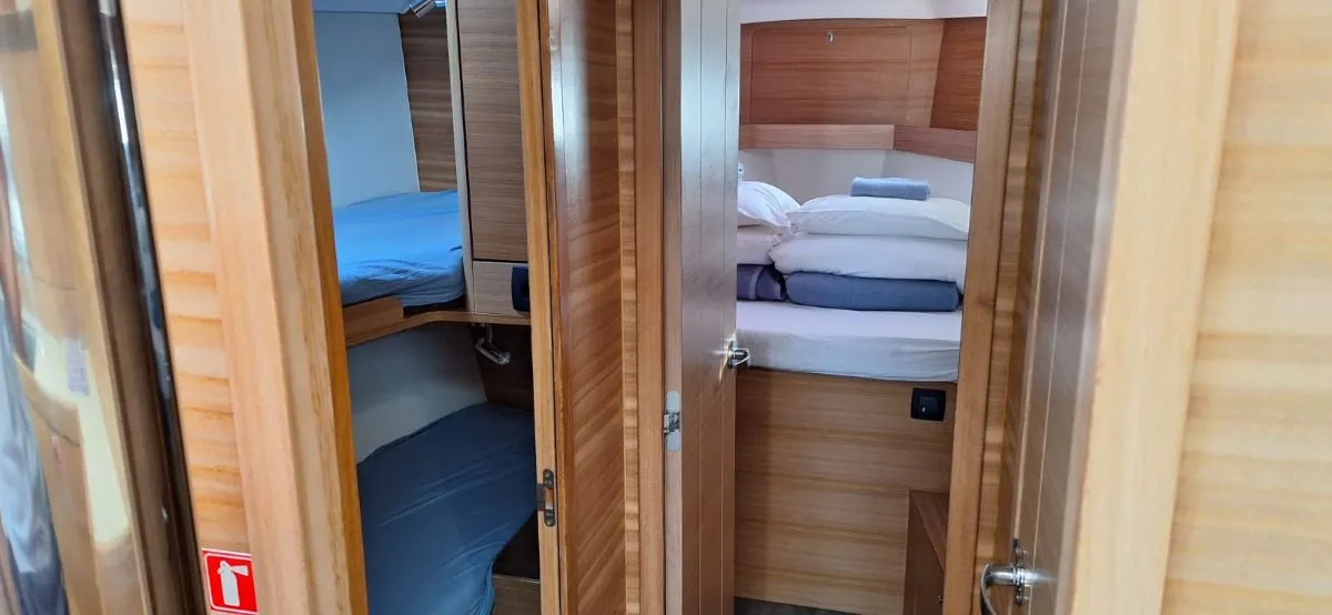 Cabin on Flamingo, a Elan Impression 45.1 sailboat at Grad Šibenik, Croatia