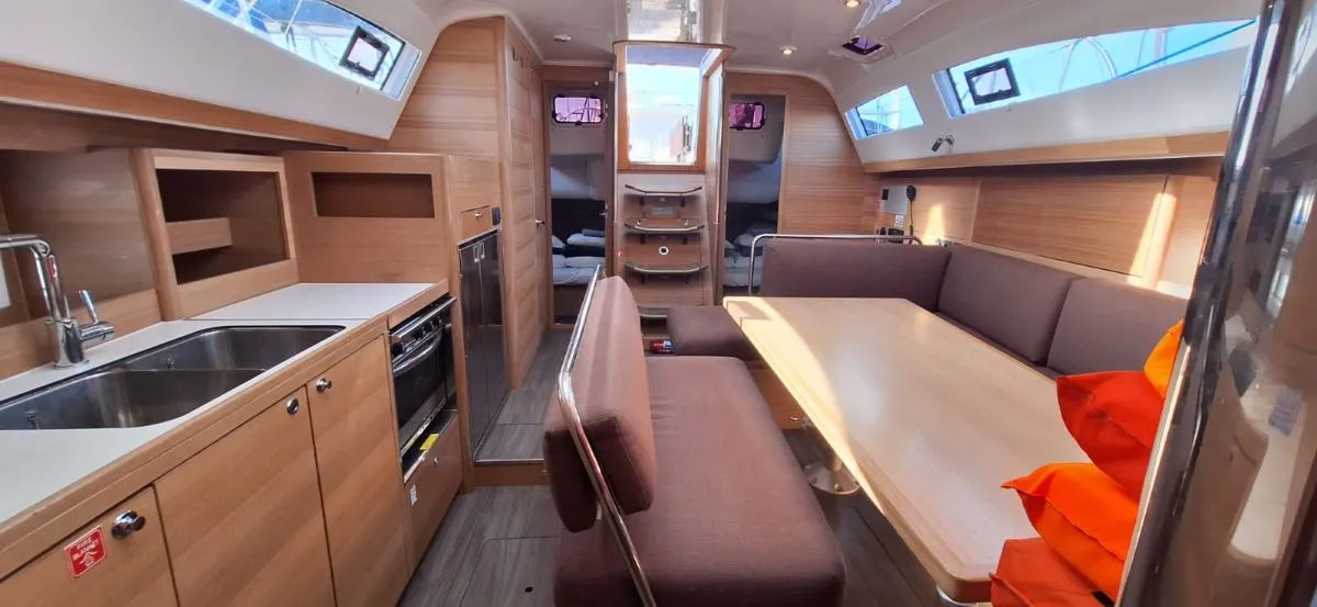Galley of Flamingo, a Elan Impression 45.1 sailboat at Grad Šibenik, Croatia