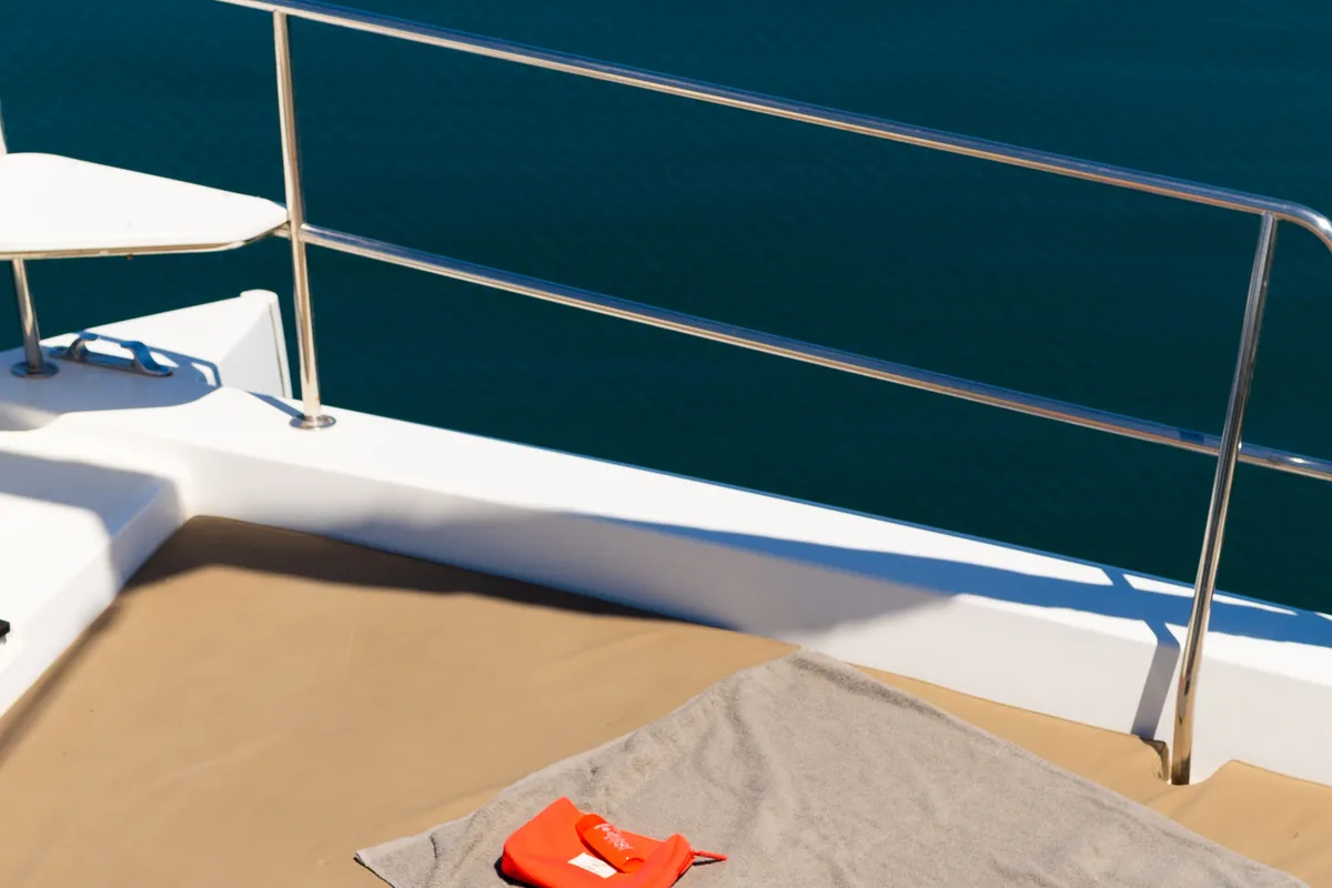 Deck of ZIZI, a Bali 4.1 catamaran at Preveza, Greece