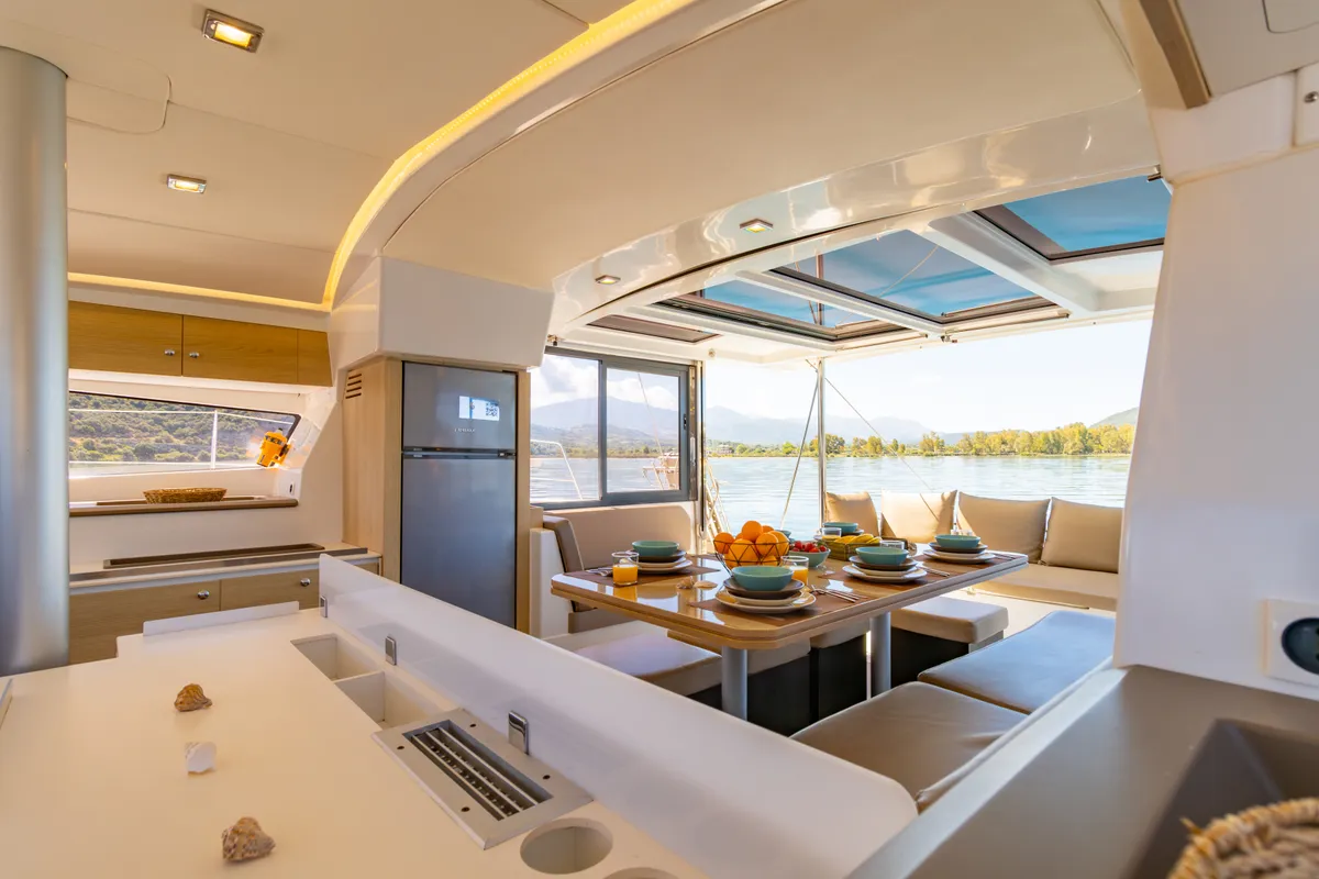 Galley of ZIZI, a Bali 4.1 catamaran at Preveza, Greece