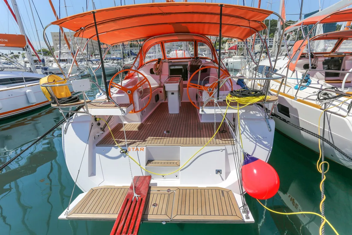 Exterior view of Star, a Elan Impression 45 sailboat at Split, Croatia