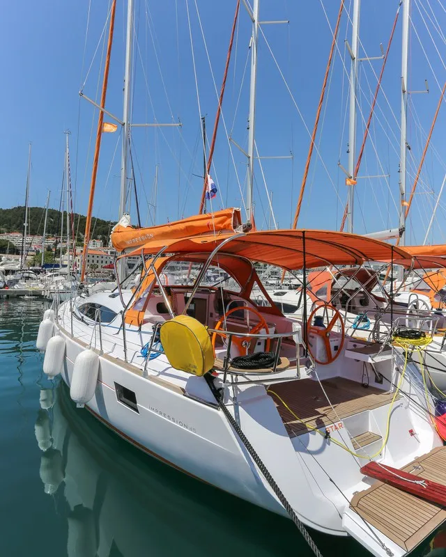 Exterior view of Star, a Elan Impression 45 sailboat at Split, Croatia