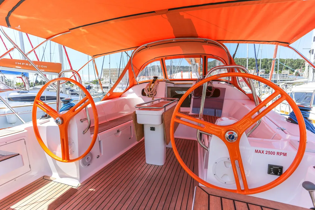Cockpit of Star, a Elan Impression 45 sailboat at Split, Croatia
