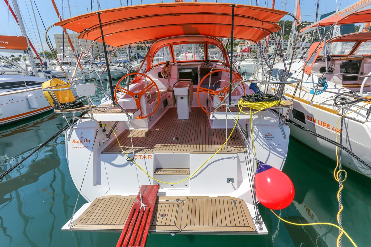 Cockpit of Star, a Elan Impression 45 sailboat at Split, Croatia