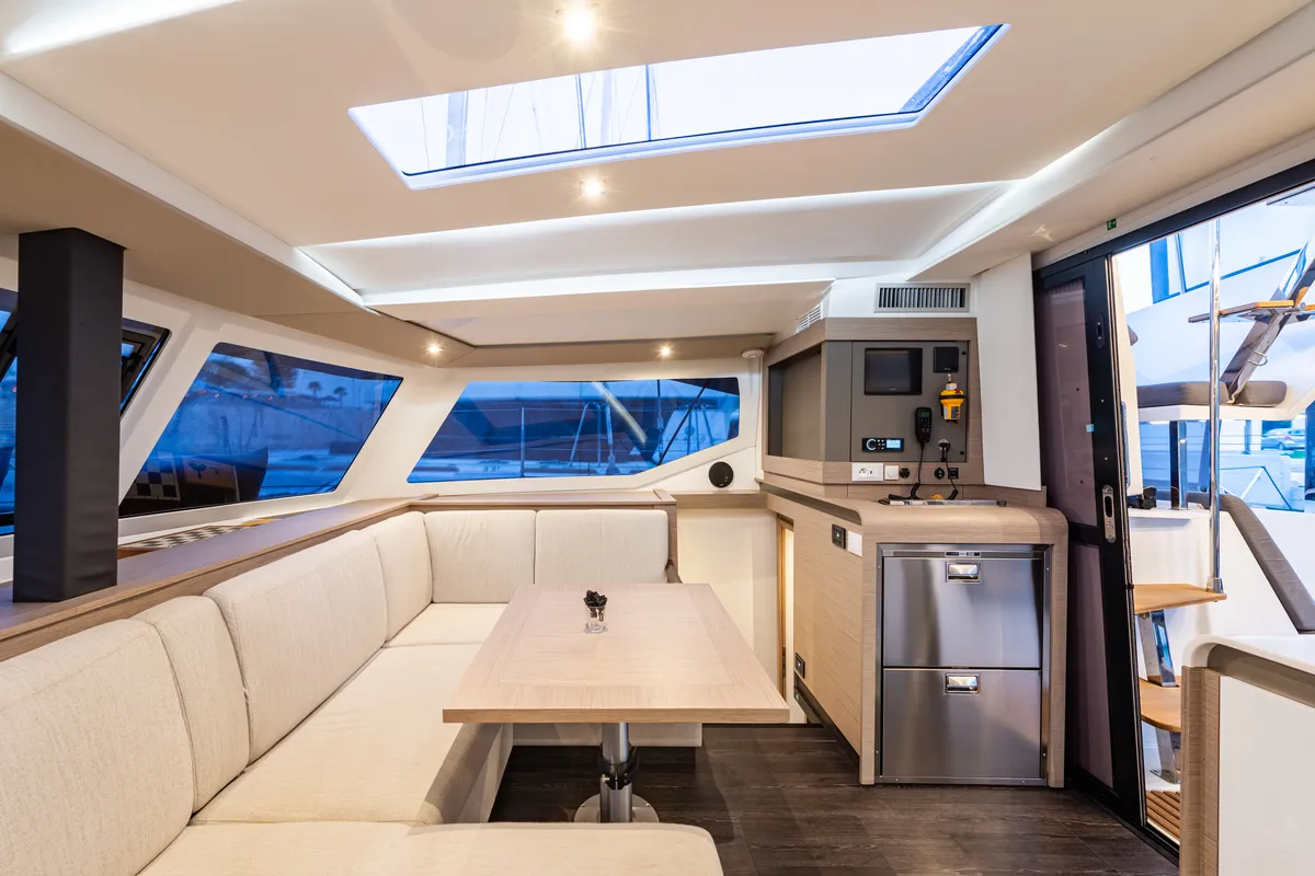Salon of Rih, a Fountaine Pajot Isla 40 catamaran at Municipal Unit of Lefkada, Greece